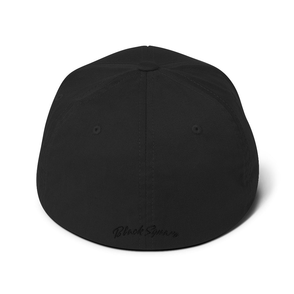 Black Square Match Flexfit Hat - Black - S/M