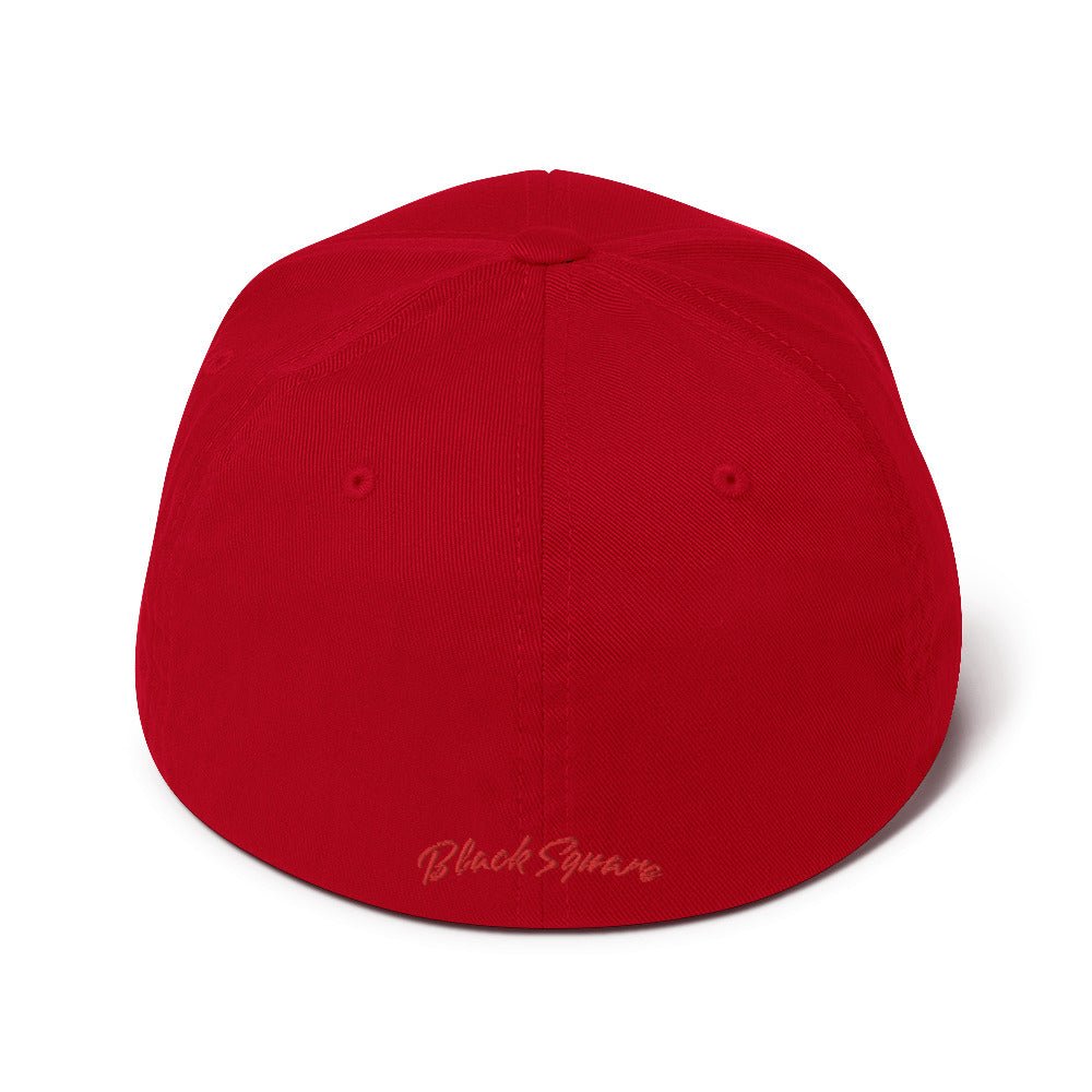 Black Square Match Flexfit Hat - Red - S/M