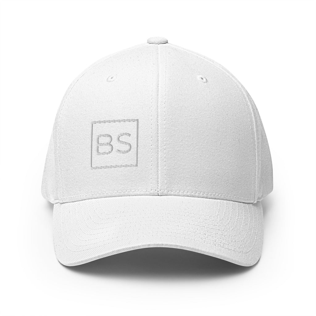 Black Square Match Flexfit Hat - White - S/M