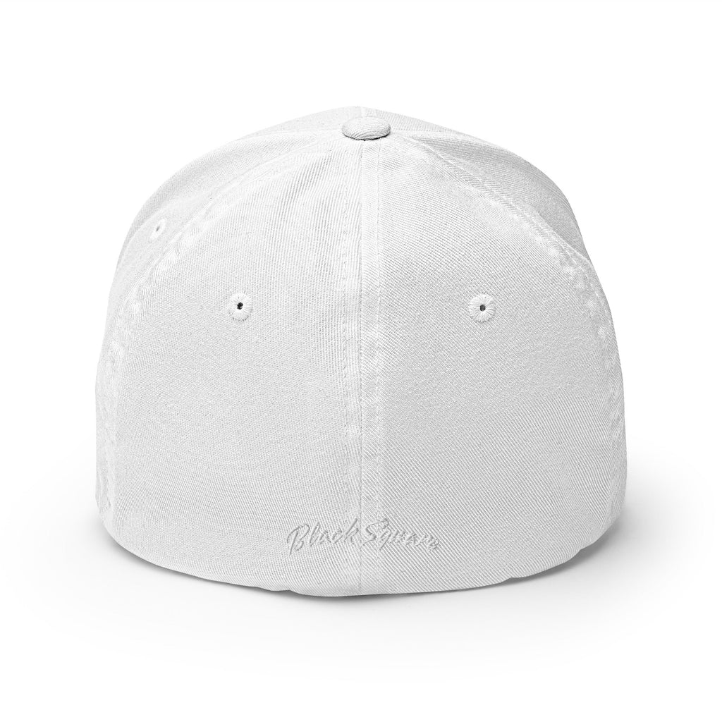 Black Square Match Flexfit Hat - White - S/M