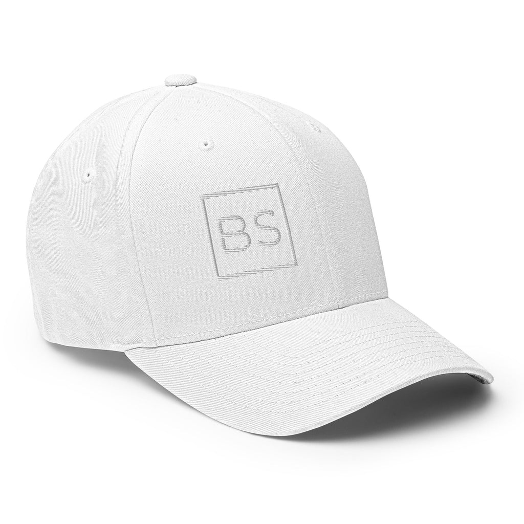 Black Square Match Flexfit Hat - White - S/M