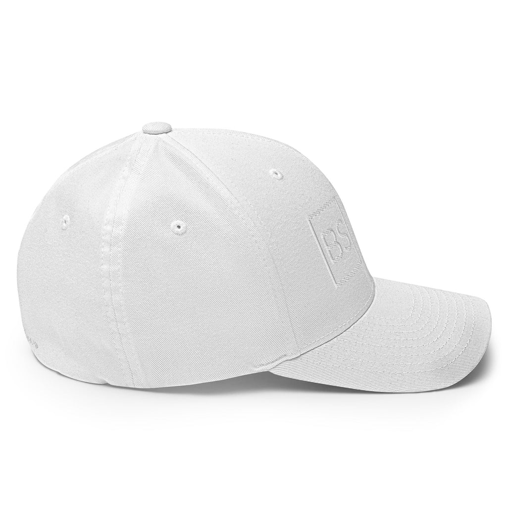 Black Square Match Flexfit Hat - White - S/M