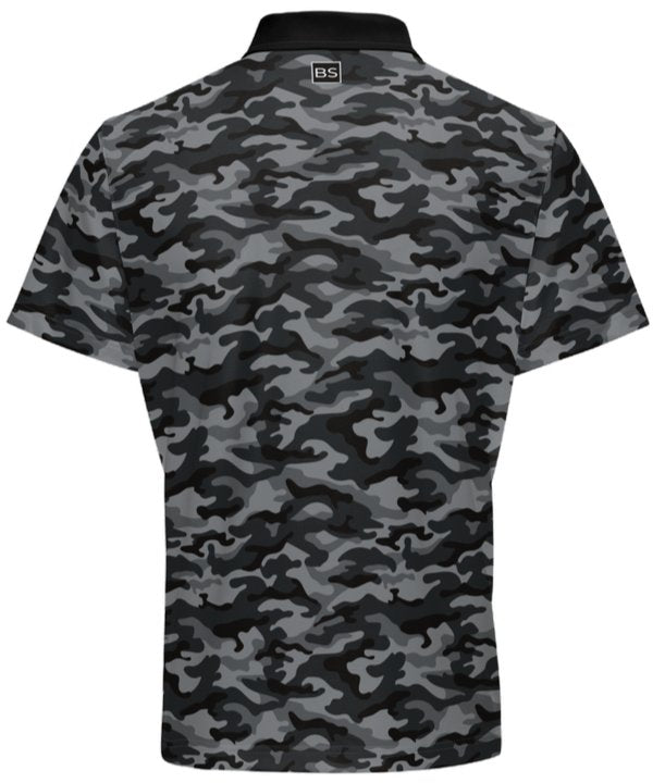 Black Square OPS Black Camo Classic Fit Stretch Polo Shirt - S - 