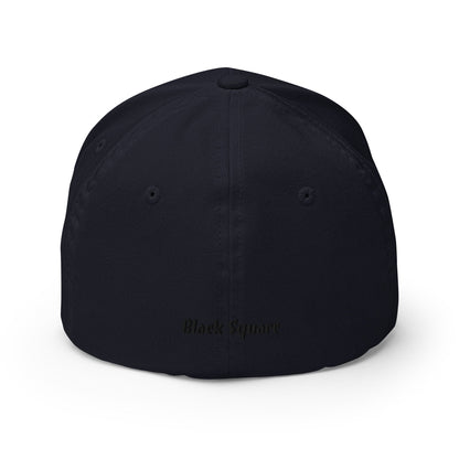 Black Square Structured Twill Cap - Dark Navy - S/M