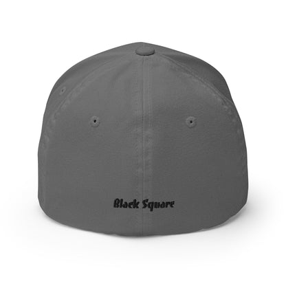 Black Square Structured Twill Cap - Grey - S/M
