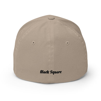 Black Square Structured Twill Cap - Khaki - S/M