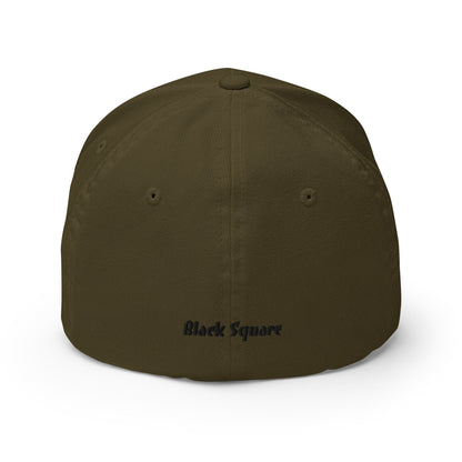 Black Square Structured Twill Cap - Olive - S/M