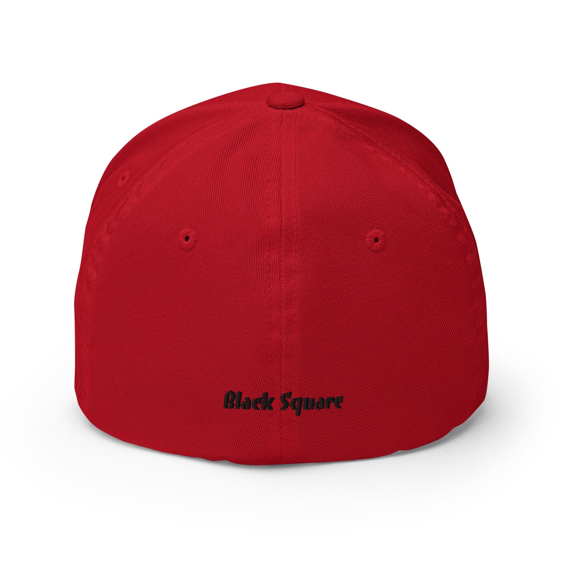 Black Square Structured Twill Cap - Red - S/M