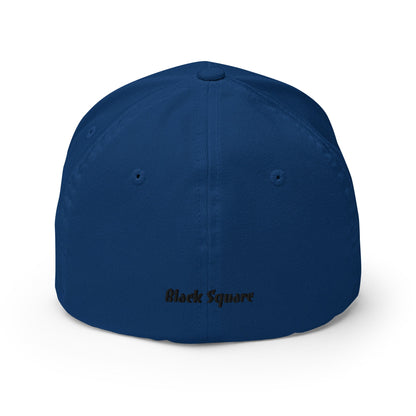 Black Square Structured Twill Cap - Royal Blue - S/M