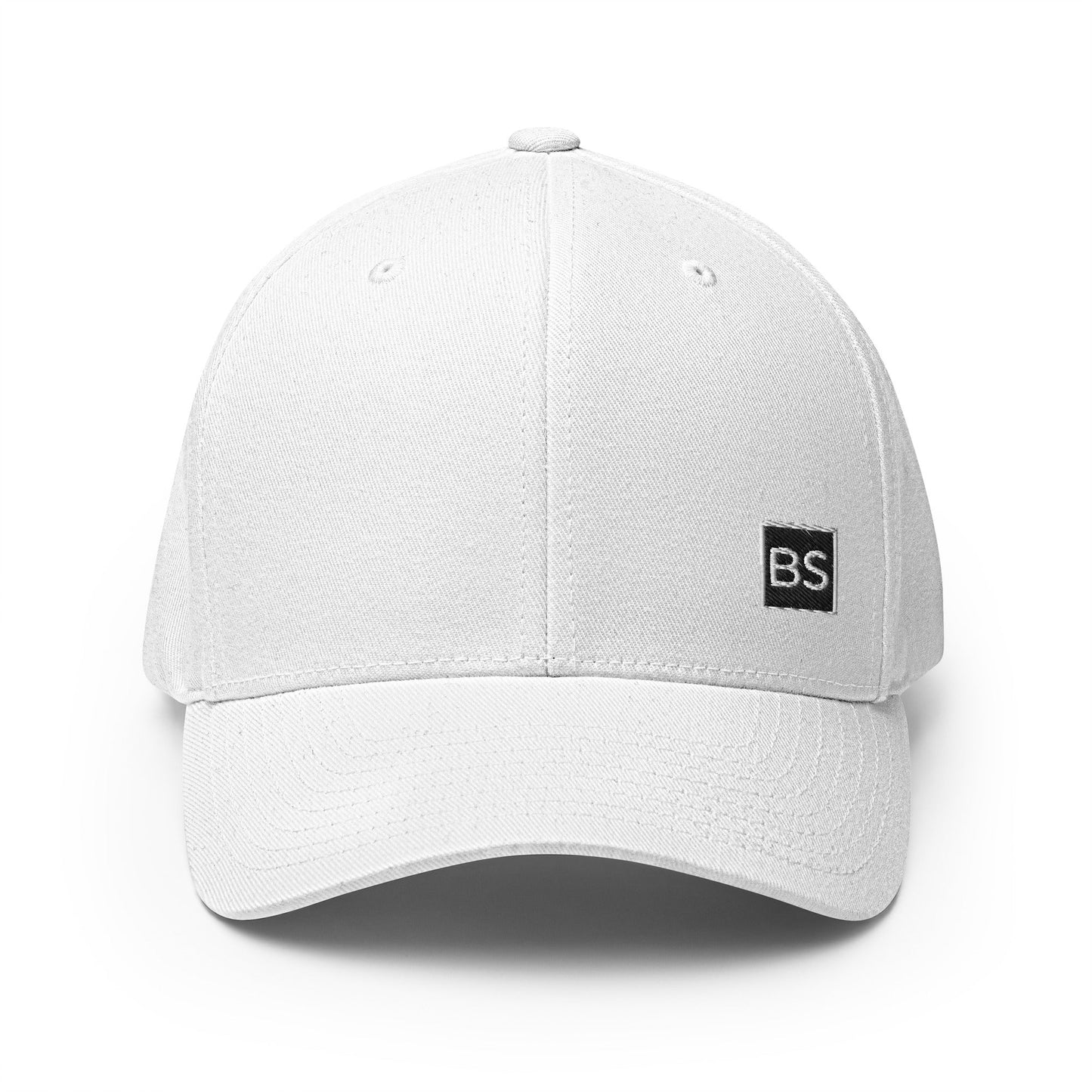 Black Square Structured Twill Cap - White - S/M