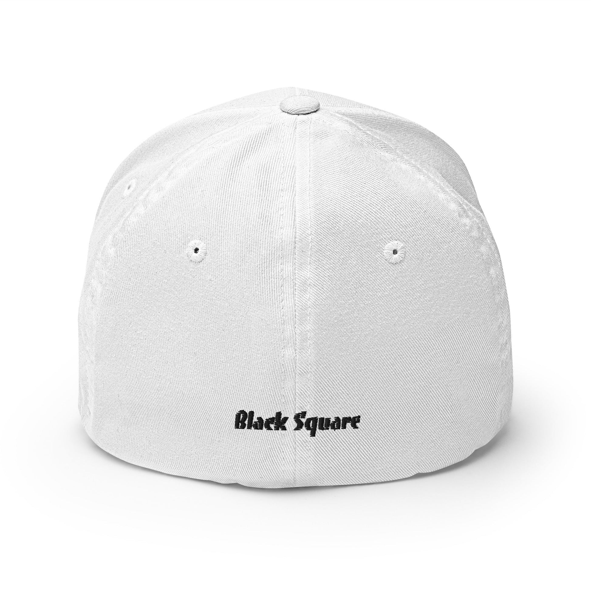 Black Square Structured Twill Cap - White - S/M