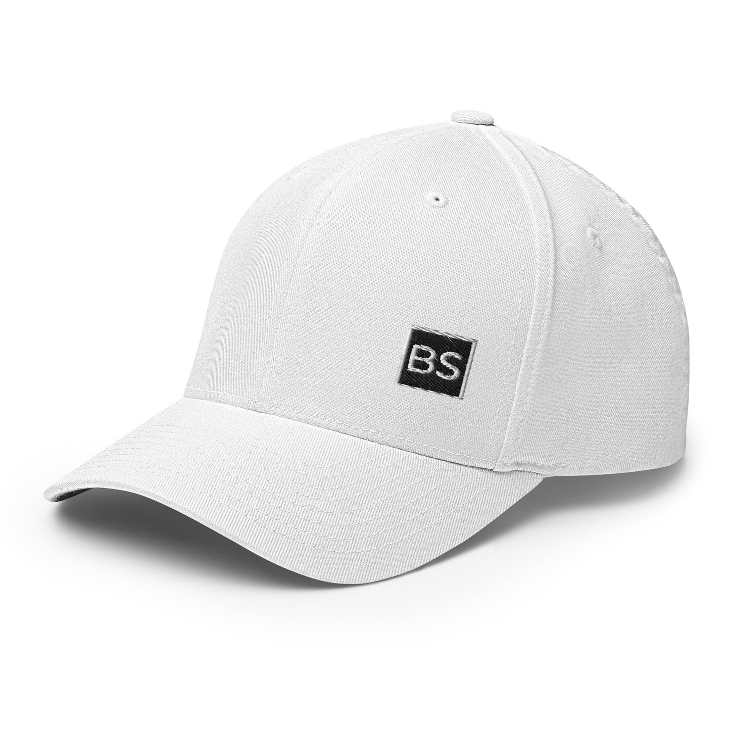 Black Square Structured Twill Cap - White - S/M