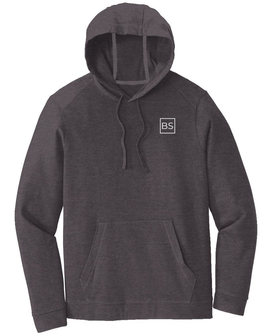 Black Square Triblend Fleece Hooded Pullover - Dark Grey Heather - xs