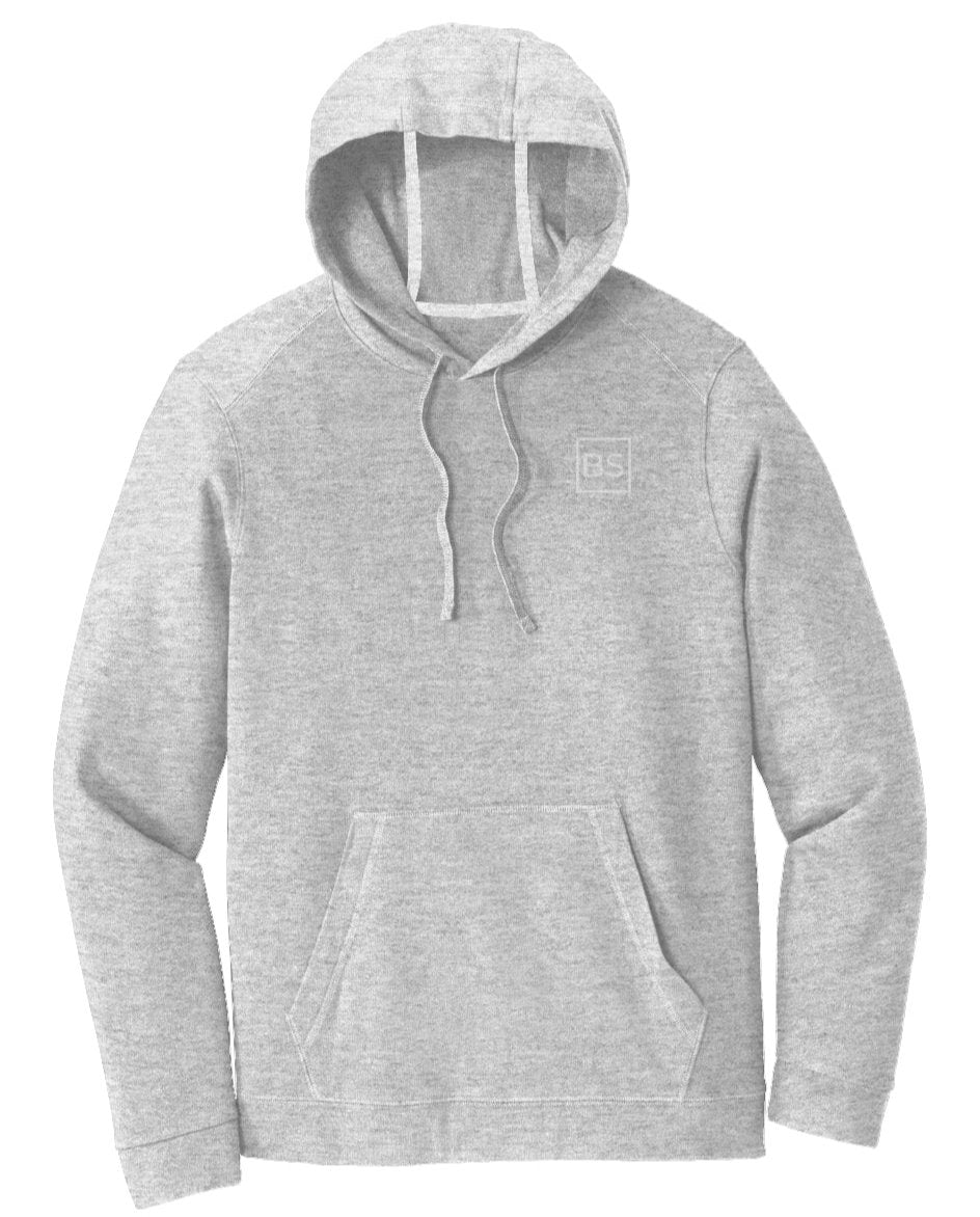 Black Square Triblend Fleece Hooded Pullover - Light Grey Heather - xs