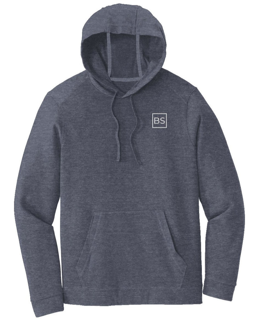 Black Square Triblend Fleece Hooded Pullover - True Navy Heather - xs