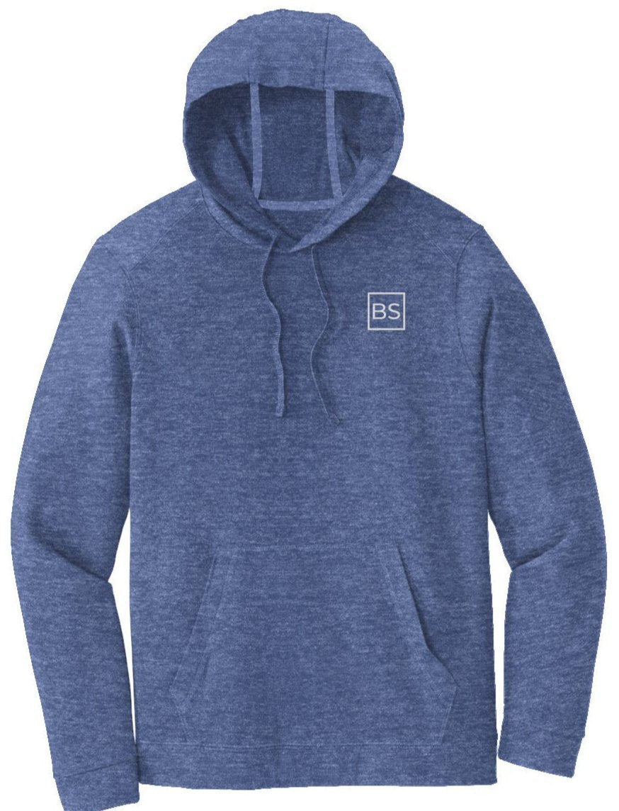 Black Square Triblend Fleece Hooded Pullover - True Royal Heather - xs