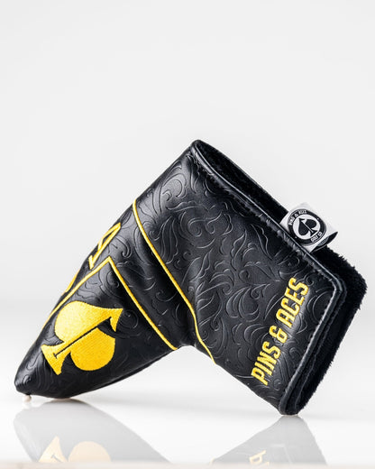 Black/Gold Ace of Spades - Blade Putter Cover - Pins and Aces