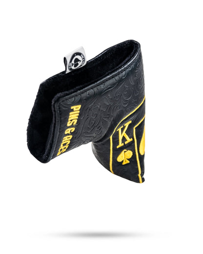 Black/Gold Ace of Spades - Blade Putter Cover - Pins and Aces