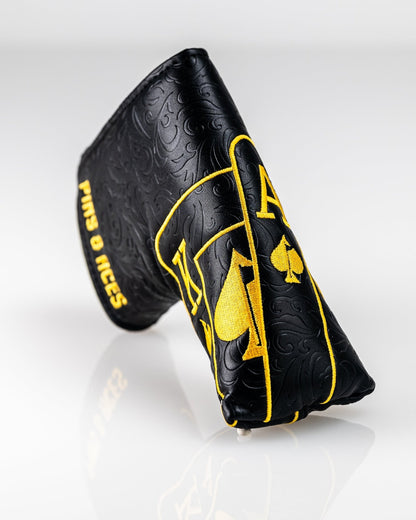 Black/Gold Ace of Spades - Blade Putter Cover - Pins and Aces
