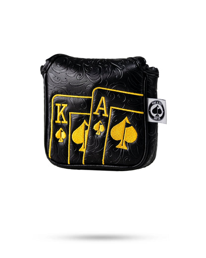Black/Gold Ace of Spades - Mallet Putter Cover - Pins and Aces