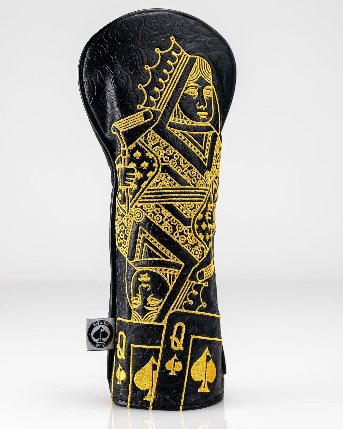 Black/Gold Queen of Spades - Fairway Cover - Pins and Aces