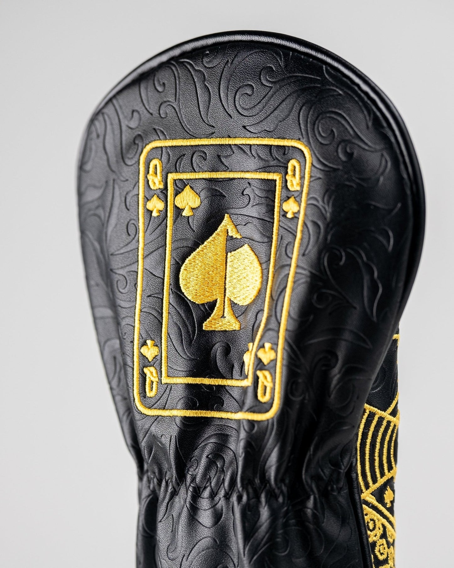 Black/Gold Queen of Spades - Fairway Cover - Pins and Aces