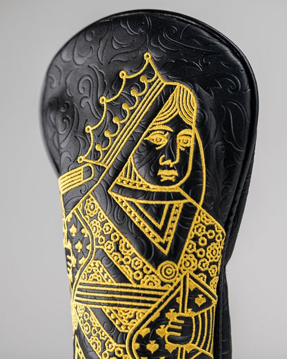 Black/Gold Queen of Spades - Fairway Cover - Pins and Aces