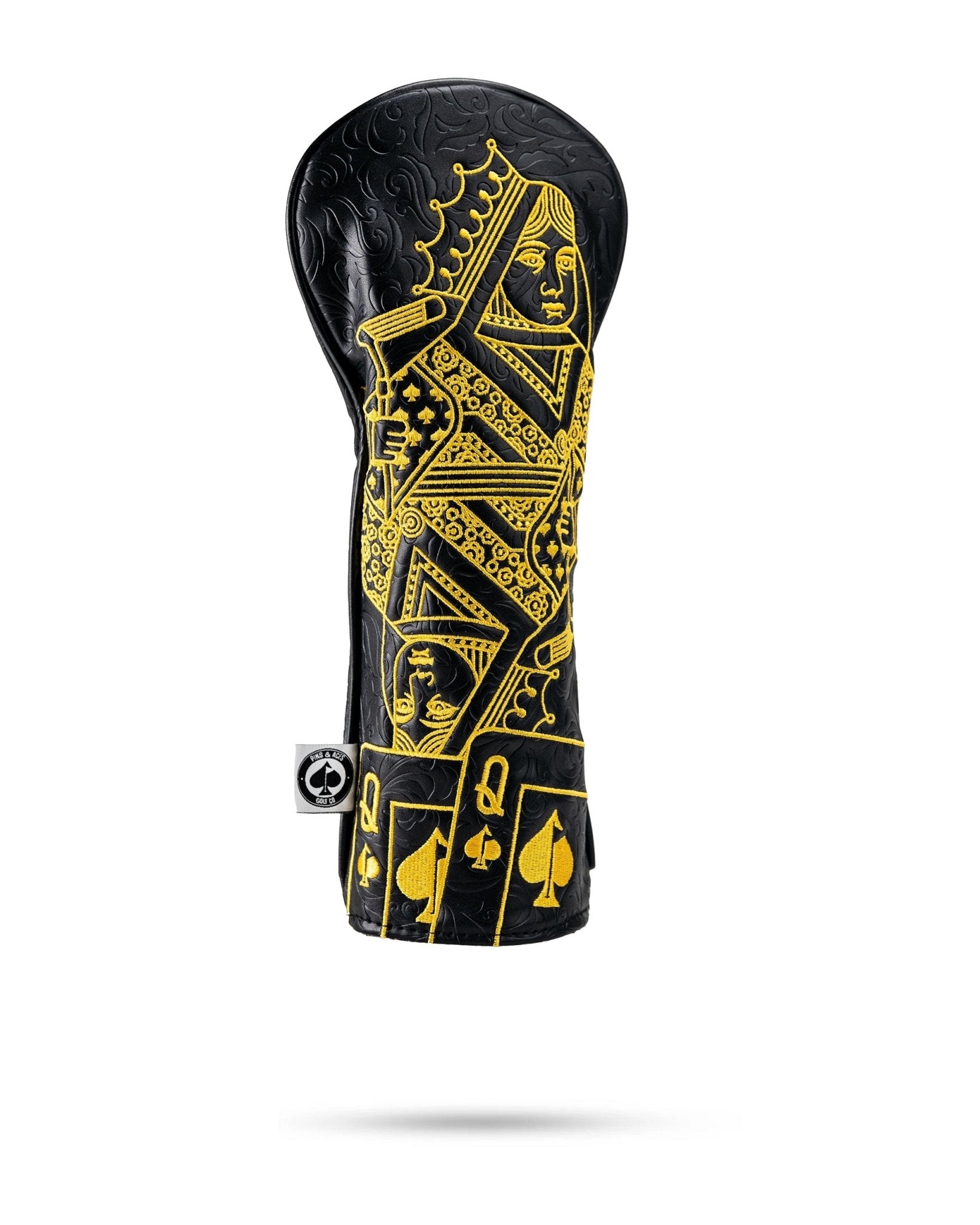 Black/Gold Queen of Spades - Fairway Cover - Pins and Aces