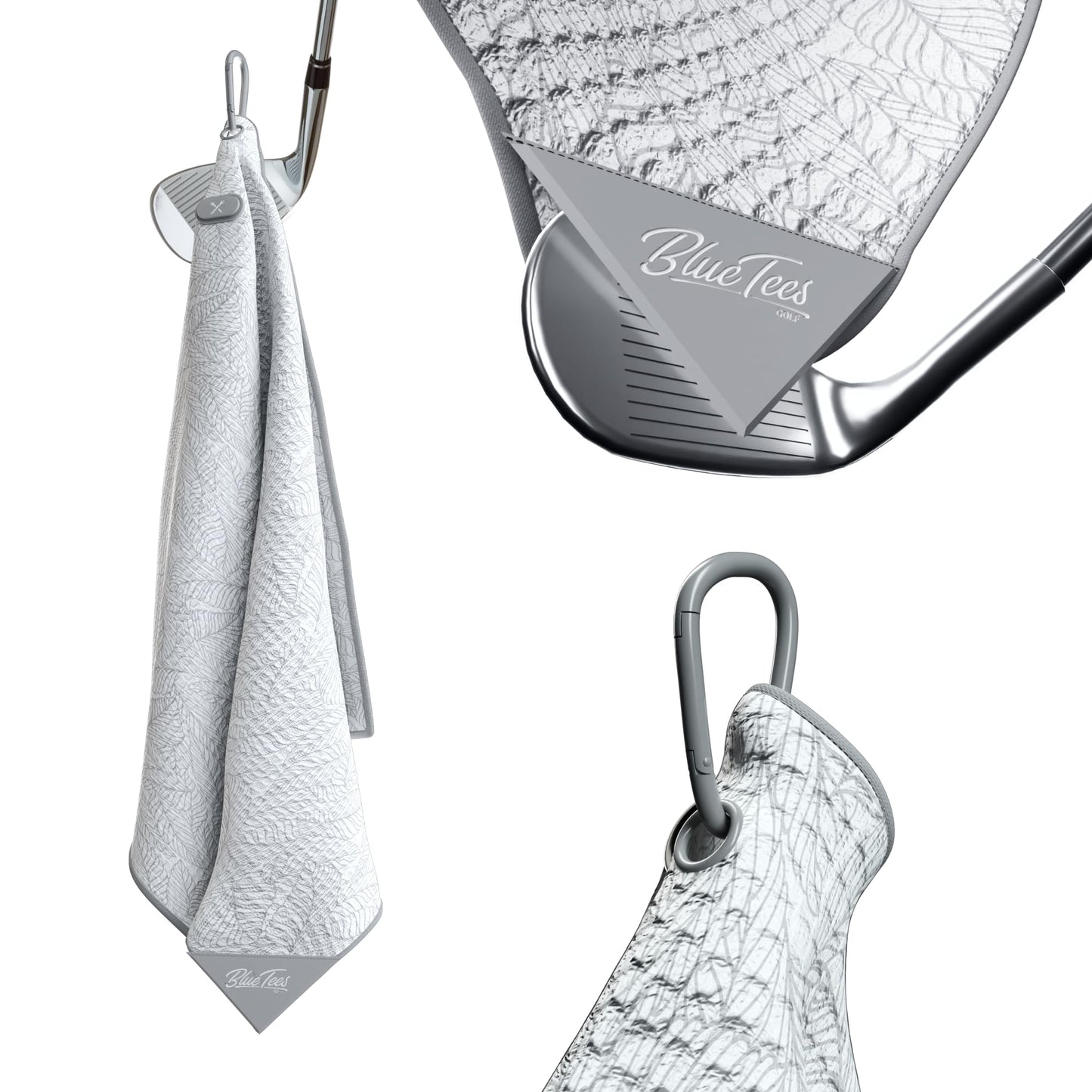 Blue Tees Golf Premium Magnetic Towel - Bag Towel 18x18" - Grey Leaf