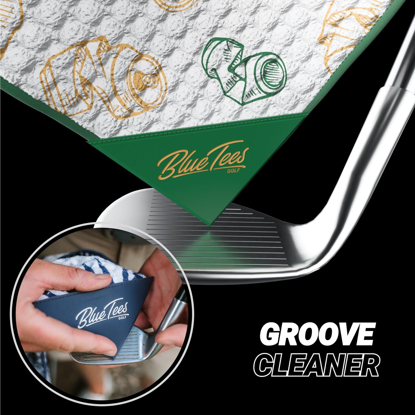 Blue Tees Golf Premium Magnetic Towel - Caddy Towel 18x36" - White