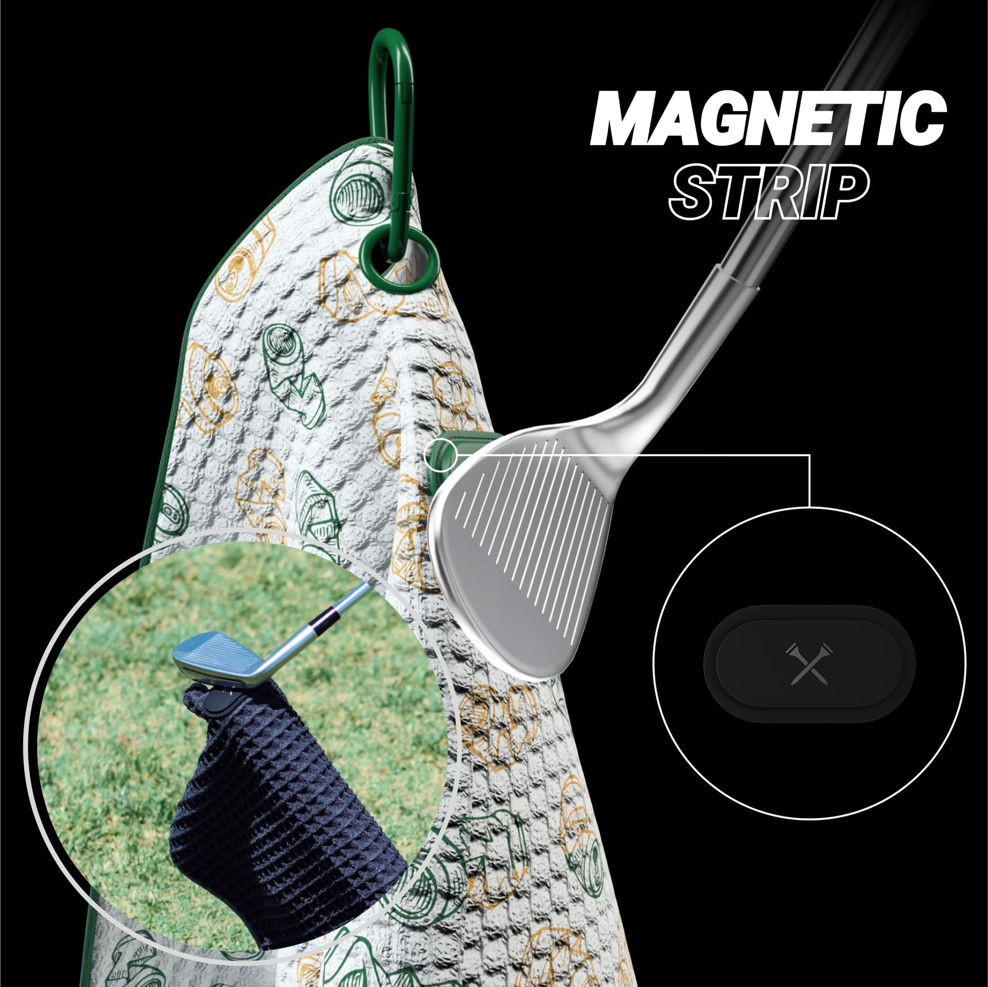 Blue Tees Golf Premium Magnetic Towel - Caddy Towel 18x36" - White