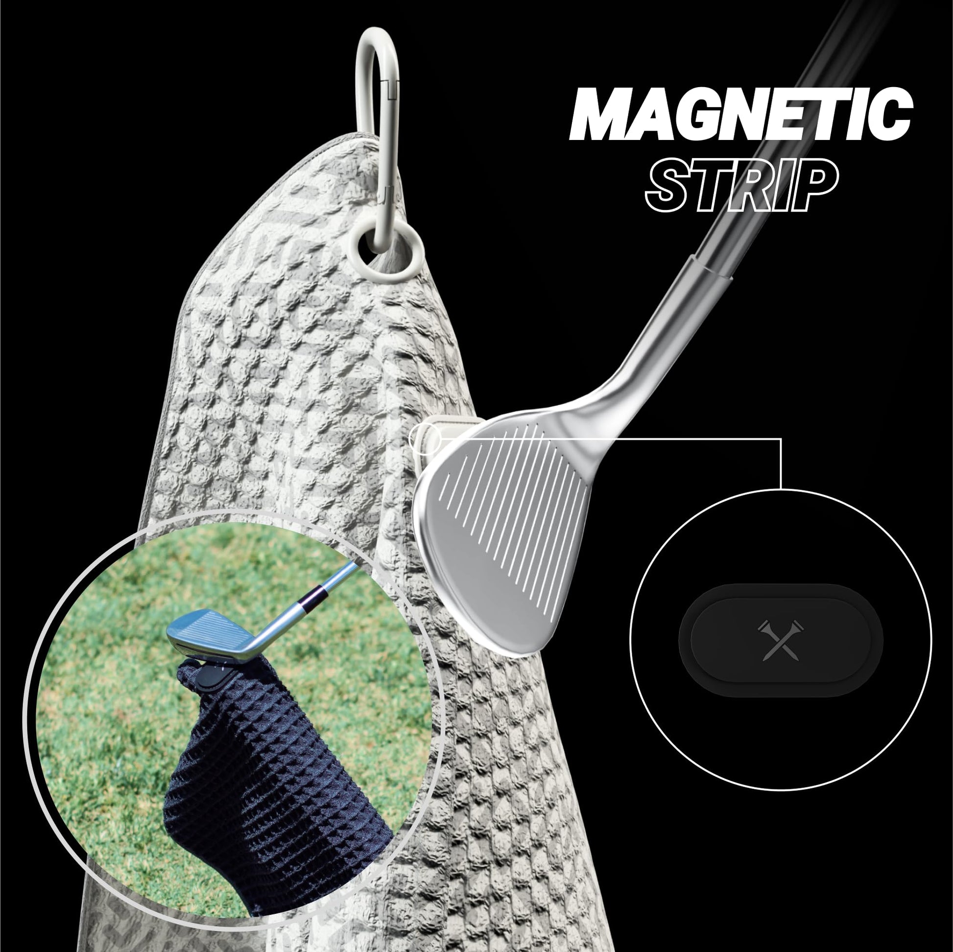 Blue Tees Golf Premium Magnetic Towel - Caddy Towel 18x36" - White