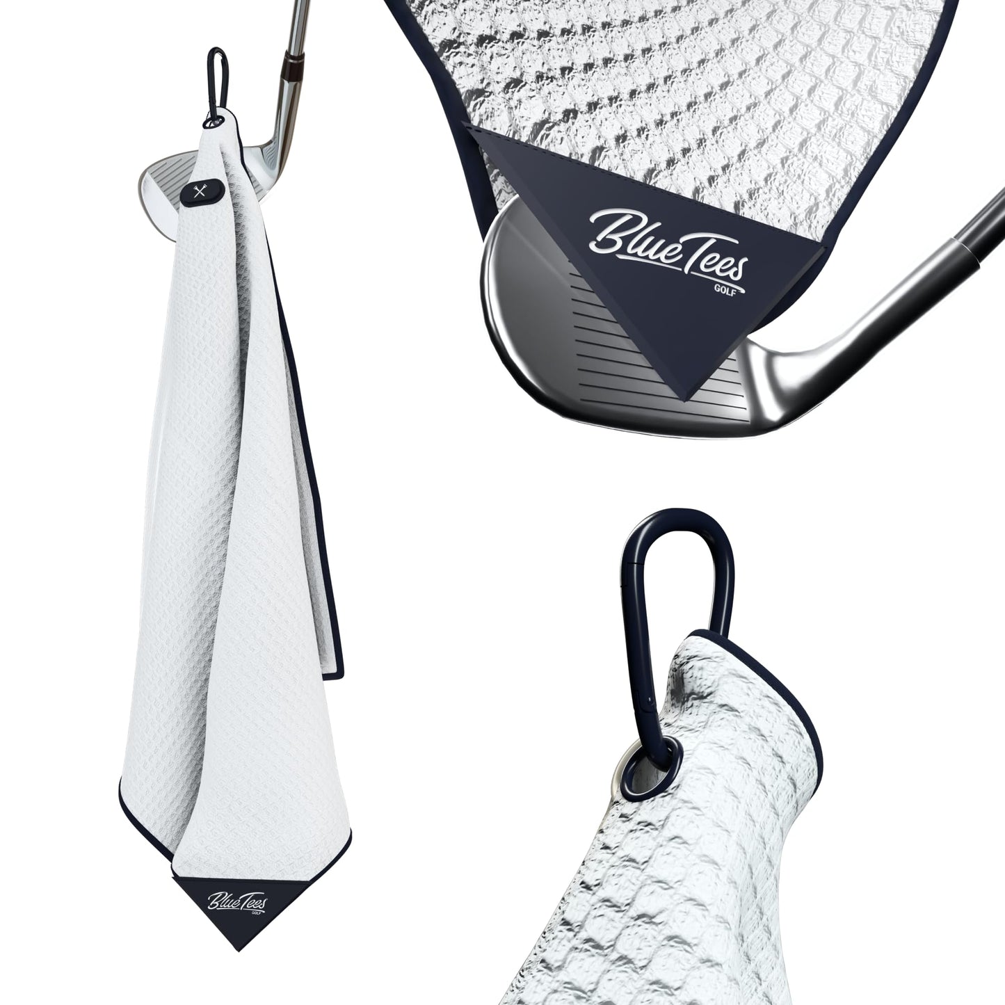Blue Tees Golf Premium Magnetic Towel - Caddy Towel 18x36" - White