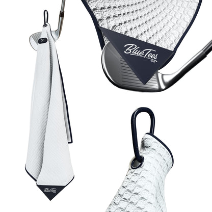 Blue Tees Golf Premium Magnetic Towel - Caddy Towel 18x36" - White