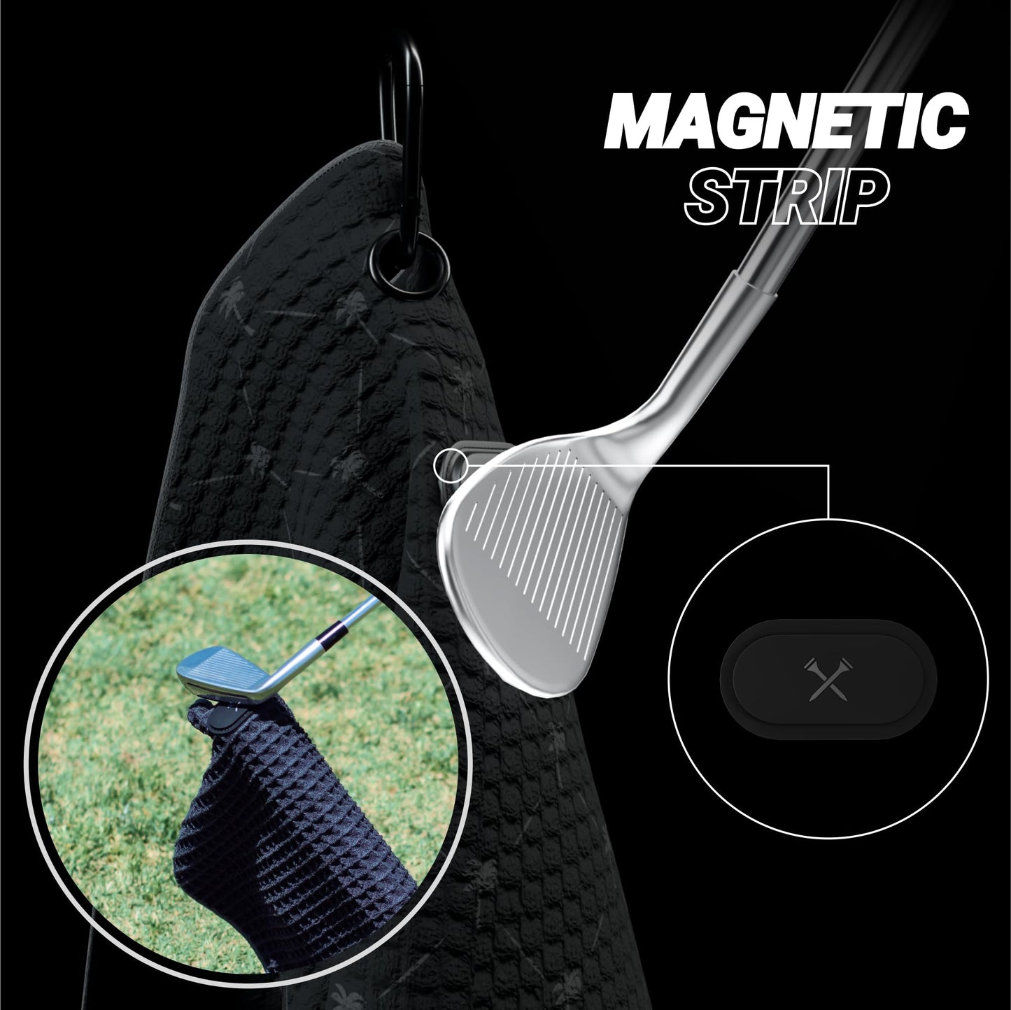 Blue Tees Golf Premium Magnetic Towel - Caddy Towel 18x36" - White