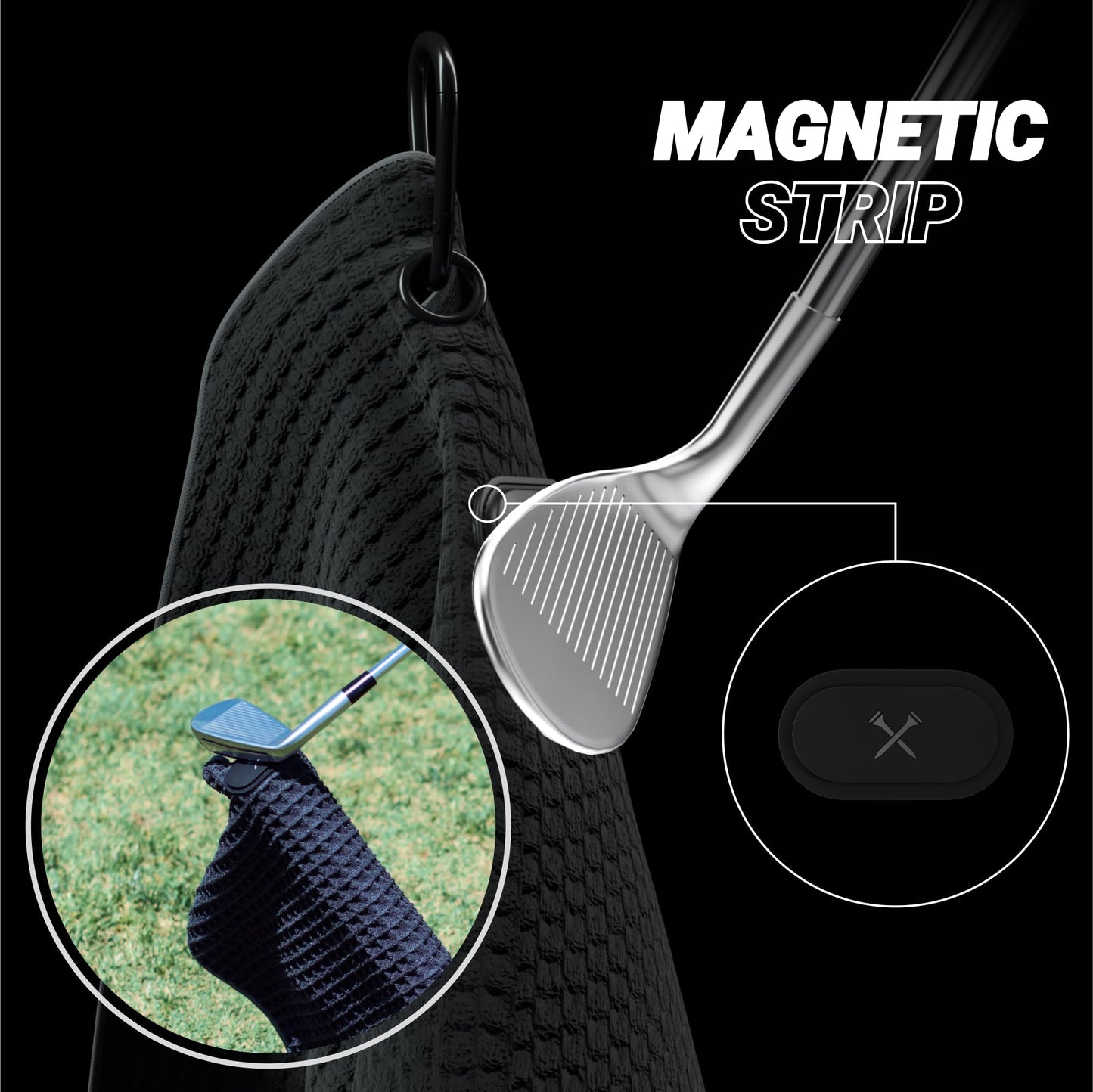 Blue Tees Golf Premium Magnetic Towel - Caddy Towel 18x36" - White