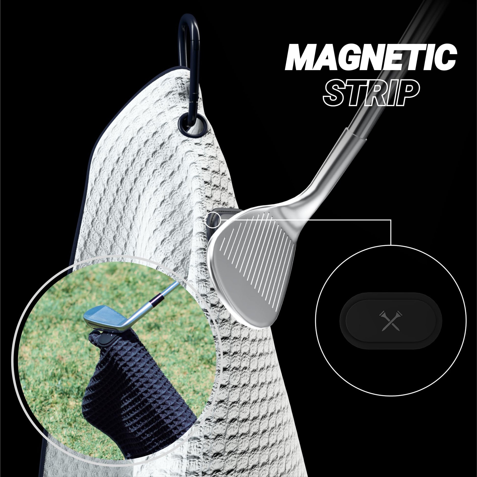 Blue Tees Golf Premium Magnetic Towel - Caddy Towel 18x36" - White