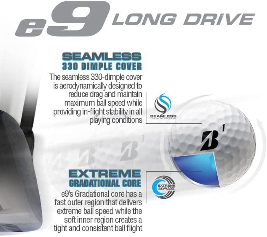 Bridgestone Golf 2023 E9 Long Drive White Golf Balls - -