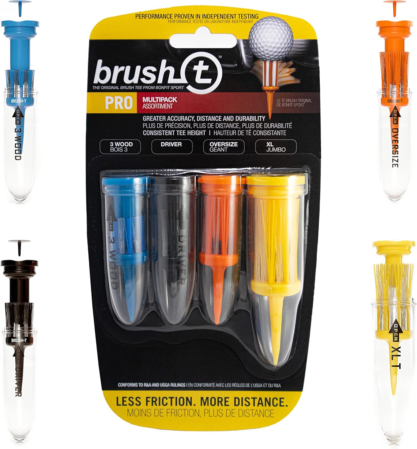 BRUSH T Premium Plastic Golf Tees - 