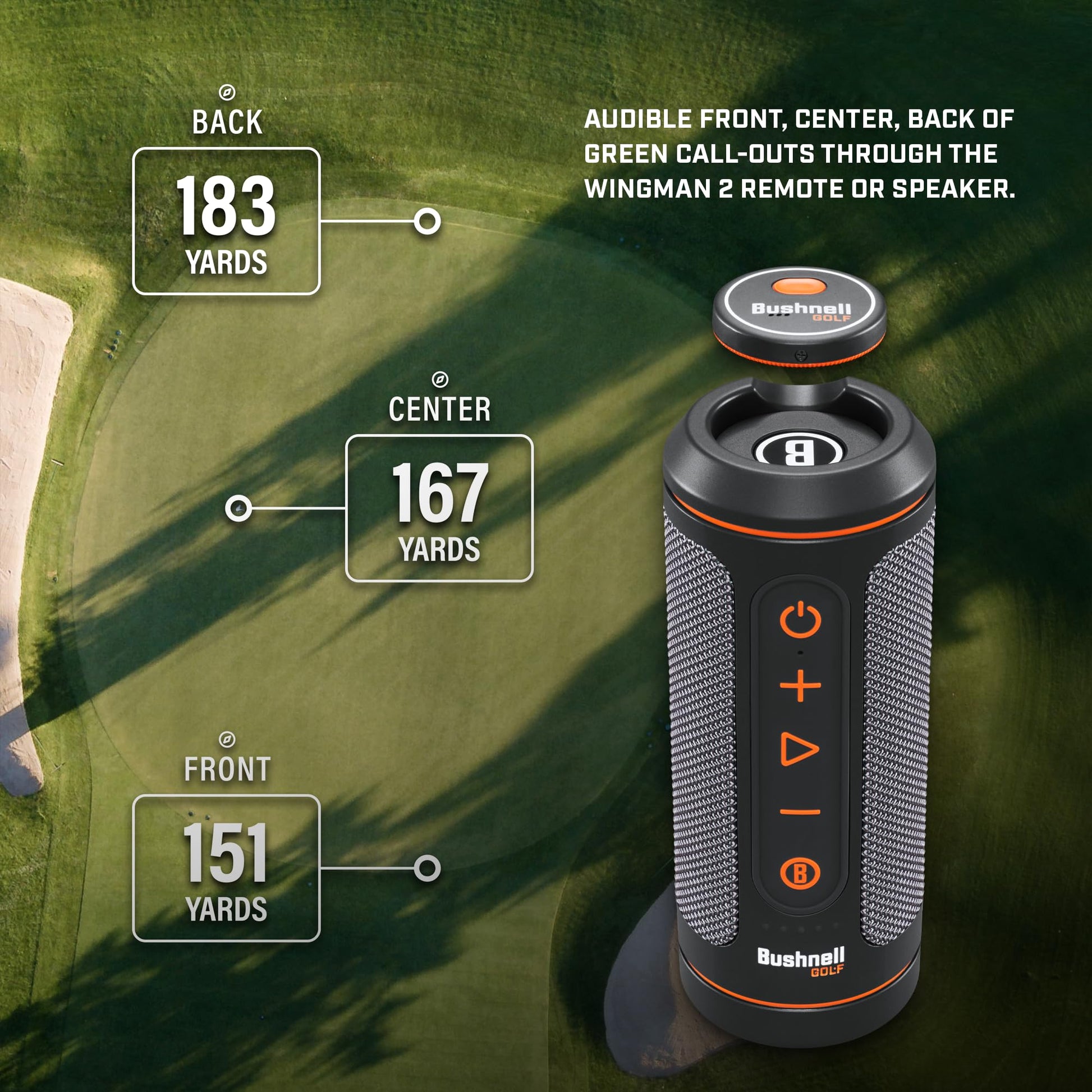 Bushnell Golf Wingman 2 Golf Speaker with Audible GPS Distances - Wingman 2 - 