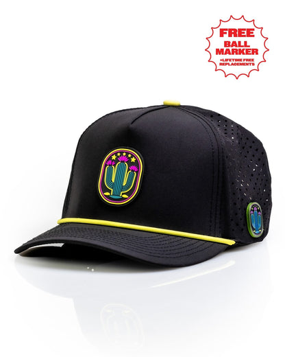 Cactus Black - Perforated Rope Hat - Pins and Aces