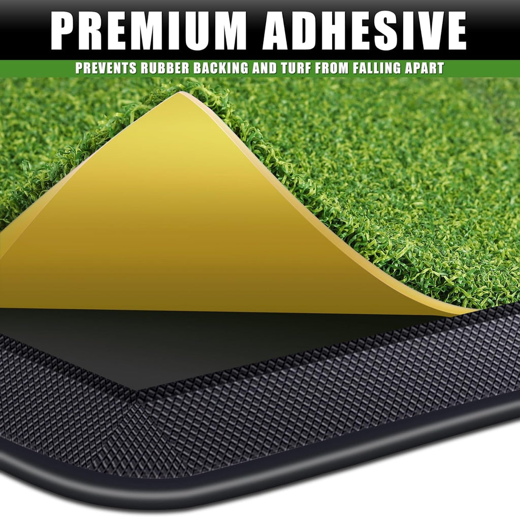 CHAMPKEY Dual-Turf Golf Hitting Mat | Come with 9 Golf Tees & 1 Rubber Tee | Heavy Duty Rubber Backing Golf Practice Mat Ideal for Indoor & Outdoor Training - Lite Version - 13" X 17"