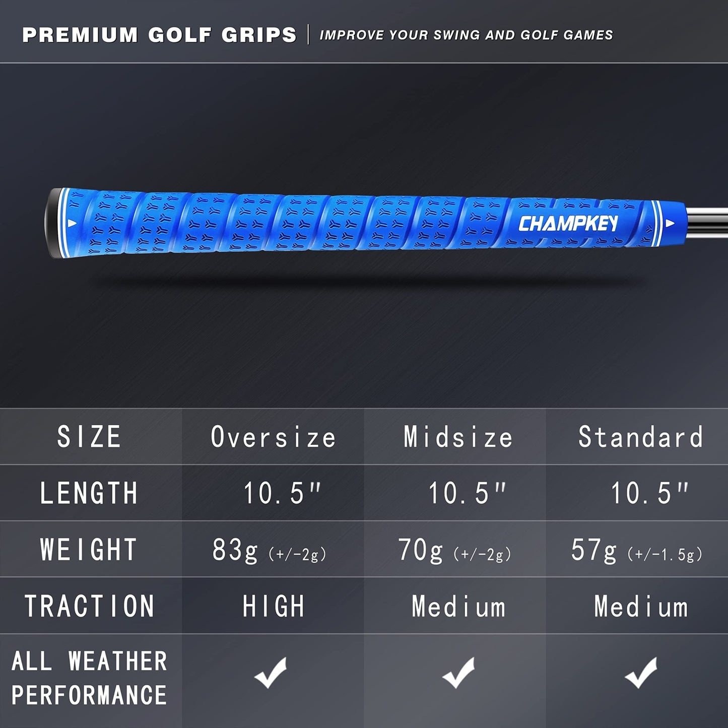 CHAMPKEY WRAP - Y Rubber Golf Grips 13 Pack Come with All Repair Kits - Champkey