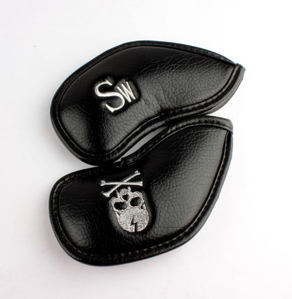 Craftsman Golf 10pcs Black Skull Thick Pu Synthetic Leather Golf Iron Head Covers Set - 