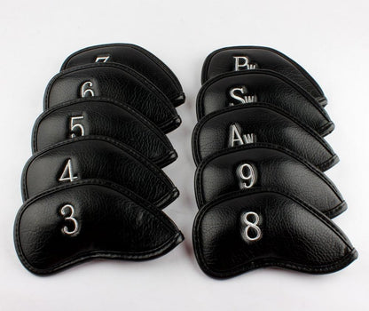 Craftsman Golf 10pcs Black Skull Thick Pu Synthetic Leather Golf Iron Head Covers Set - 