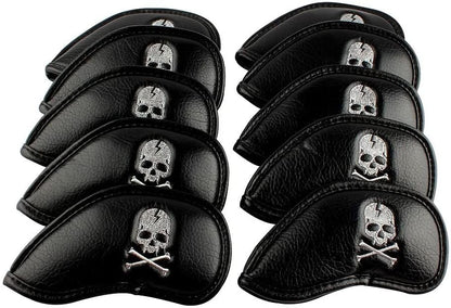 Craftsman Golf 10pcs Black Skull Thick Pu Synthetic Leather Golf Iron Head Covers Set - 