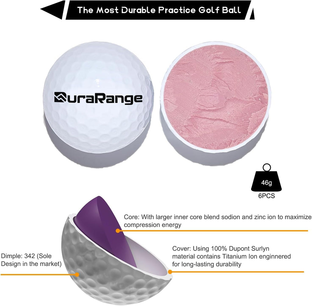 DURARANGE Pop-Up Golf Chipping Net Set - Foldable Training Kit with 2 Hitting Mats, 6 Practice Balls, 6 Foam Balls - -
