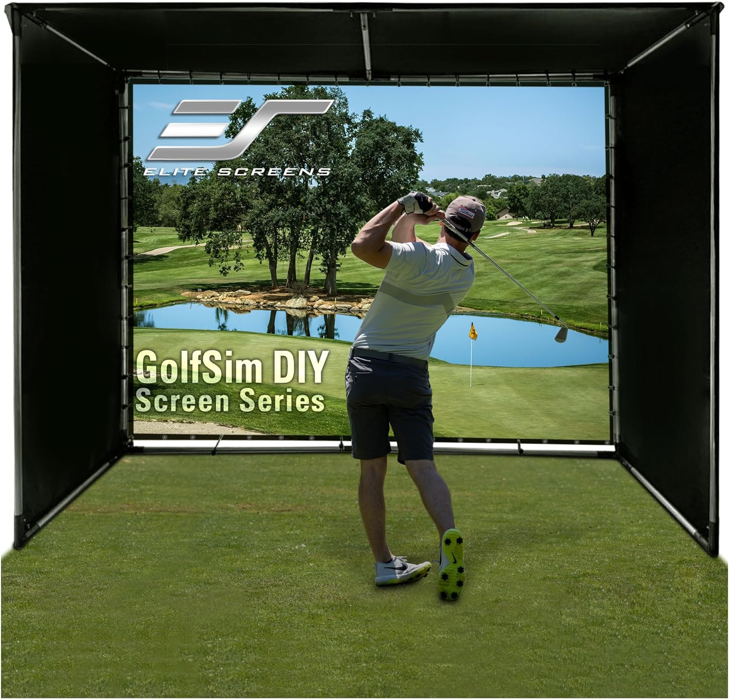 Elite Screens GolfSim DIY, 10'x8' Impact Screen for Golf/Multi - Sport Simulation Screen with Grommets - DIY9.8X8 - IPW360 - F - 