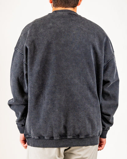 Embossed Spade Crewneck - Washed Charcoal - Pins and Aces
