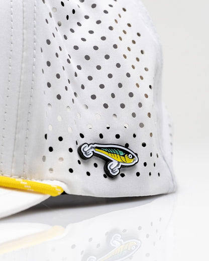 Fishing Lure White - Perforated Rope Hat - Pins and Aces